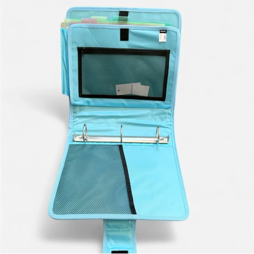 Staples 2” Binder W/ expandable file and zip mesh pocket for organization.